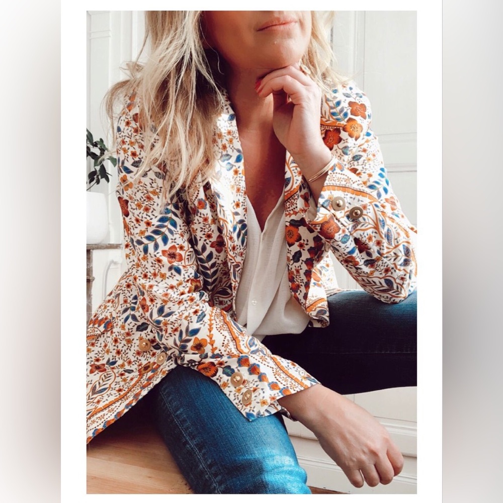Sezane Floral Print Women's Blazer